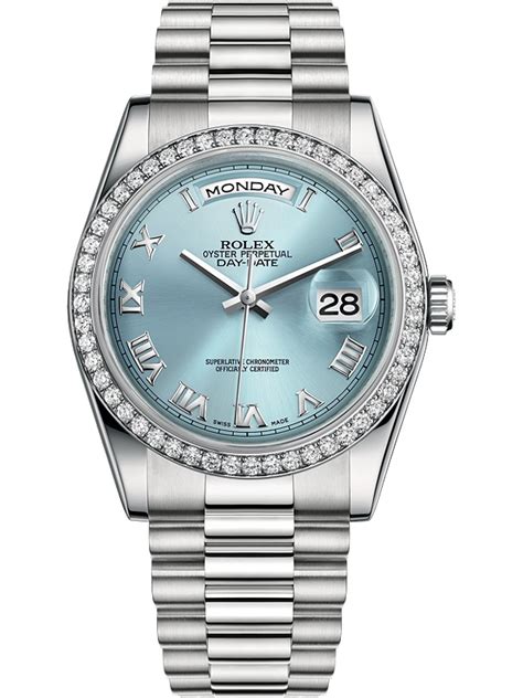 rolex day date 36 ice blue|rolex platinum day date 40.